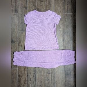 Cuddl Duds Pink/Purple Short Sleeve Top and Pant Set